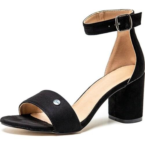 COOLULU 2020 New Women Open Toe Sandals Square High Heel Fashion Ankle Strap Women Shoes Ladies Party Summer Shoes Size 34-43