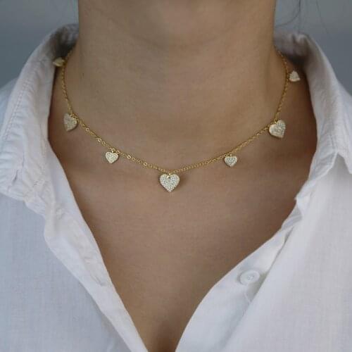 Lover valentines Day gift for girlfriend sparking bling heart arrow cz cubic zirconia cz station choker fashion women necklace