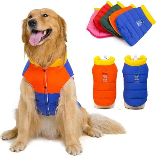 Luxury Winter Large Dog Coat Jacket Puppy Warm Waterproof Vest Windproof Overalls French Bulldog Super Thicker Cotton Clothes