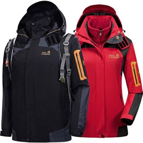 2021 Winter Waterproof 2 In 1 Ski Jacket Outdoor Two Piece Set Thicken Sports Snowboard Climbing Trekking Coats For Men Women