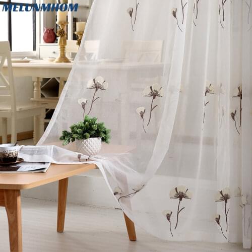 2018 Modern Floral Embroidered Tulle Window Treatments Sheer Curtains For Living Room The Bedroom Kitchen Drapes Home Decor