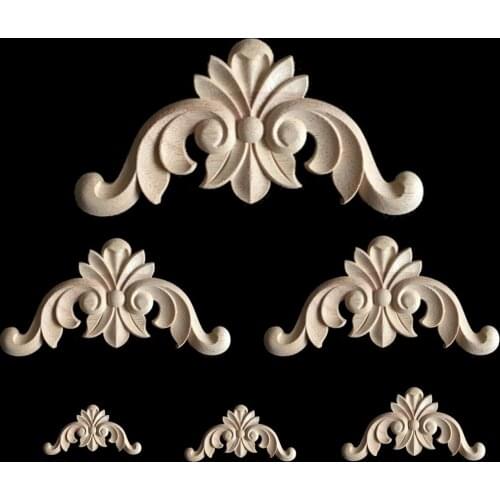 4/5/6/8/10/12cm European Wood Decoration Carved Furniture Applique Decorative Background Patch Vintage Home Decor Ornaments