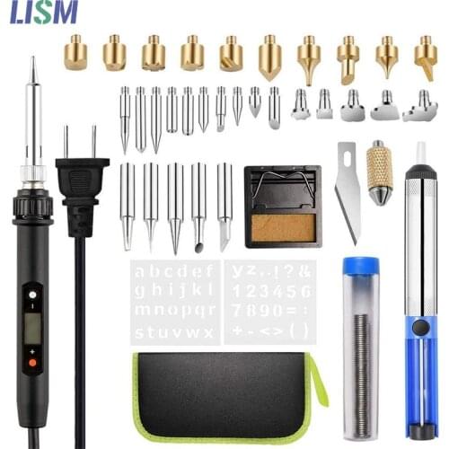 80w Digital display Soldering Iron kit Adjustable temperature Wood Embossing Burn Soldering Pen Welding Carving Pyrography kits