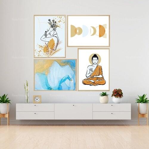 Abstract Chic / Blue Buddha Design / Minimalist | Wall Decor Posters |Boho Minimalist Art Design
