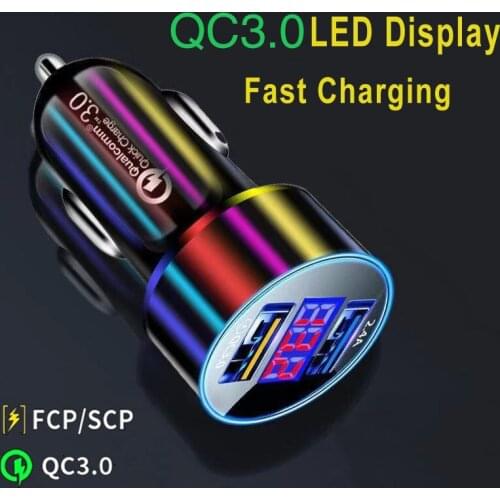 18W Quick Charge 3.0 Fast USB Charger For Xiaomi 11 10T Lite Redmi 9 9A 9C Note 10 S 9S 8T 9T 9 8 7 Pro Dual USB LED Car Charger