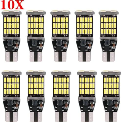 10pcs Car LED Bulb T15 W16W 4014 45SMD W5W LED Signal Light Super Bright White Canbus No error DC12V Reverse Parking Back Lamps