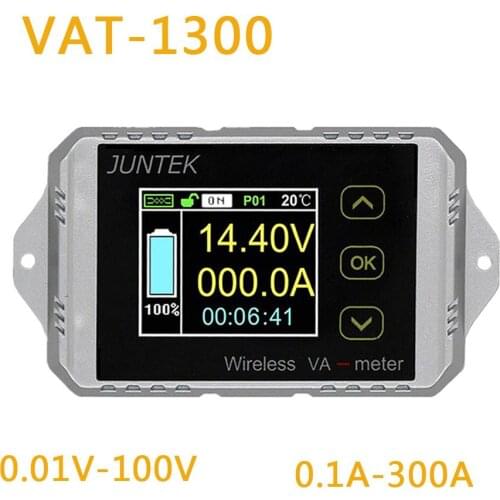 VAT1300 100V 300A Wireless Voltage Current Meter Car Battery Monitoring 12V 24V 48V Battery Coulomb Counter VA Meter
