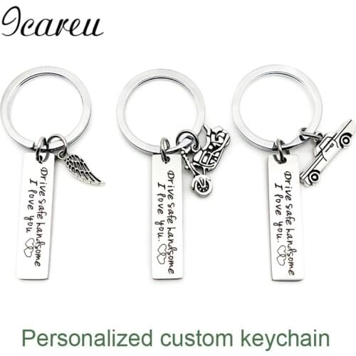 Drive Safe Stainless Steel Customized Keychain Accessories Name Phone Customization Personalized Gift