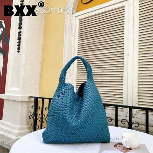 [BXX] Women New Vintage Weave Handbag Composite Bag PU Leather All-match Crossbody Shoulder Bag Fashion Trending 2021 GF0175