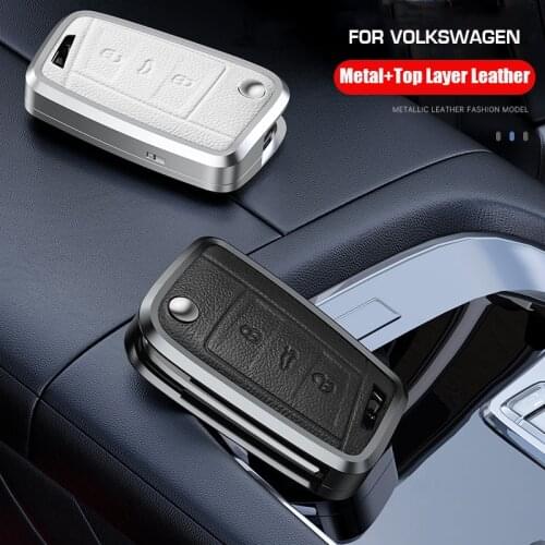 Alloy Car Key Case Cover Shell For VW Volkswagen Golf 7 MK7 Tiguan MK2 For SEAT Ateca Leon FR 2 Ibiza For Skoda Octavia A7