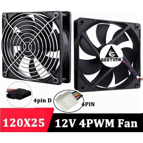 Gdstime 120mmx25mm 12V 4Pins FG PWM PC Computer Case CPU Cooler Cooling Fans 12025 12cm 5inch Desktop case Heatsink