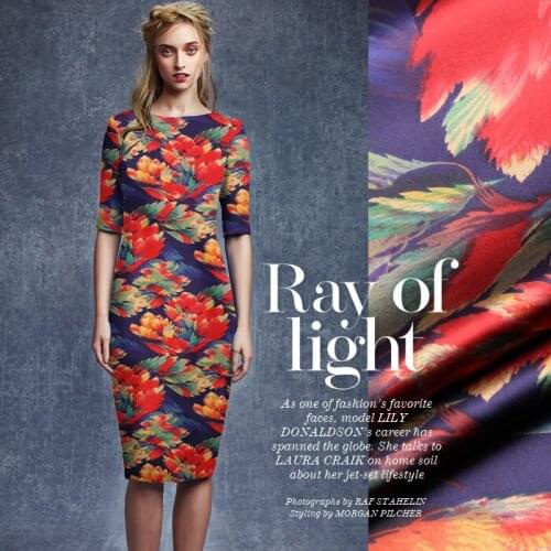 CNUM SP384 Pure Silk/Flower Series/Silk Fabric Elastic Charmeuse 93% Silk 7% Spandex/Width 1.29yd Thickness 19mm