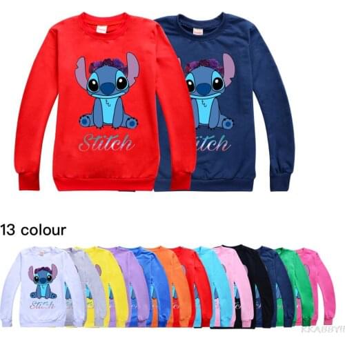 Disney Stitch Spring and Autumn childrens sweater fashion boys and girls cartoon pullover childrens clothes
