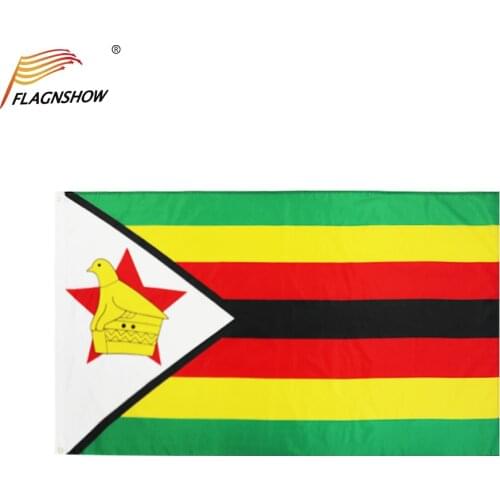 Flagnshow Zimbabwe Flag 3X5 FT Hanging Zimbabwean National Flags Polyester with Brass Grommets 3x5 Foot Flag for Decoration