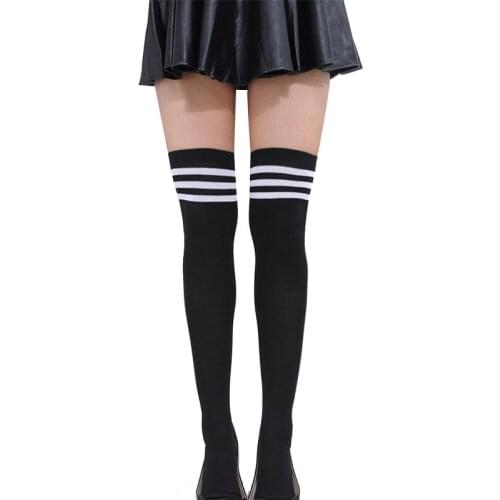 New Thin Striped Long Socks Women Long Stockings Warm Thigh High Socks for Ladies Girls Japanese Sweets Striped Knee Socks