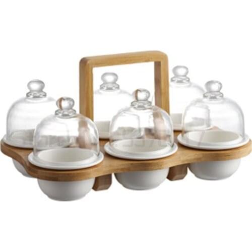 Ceramic Bread bowl The hotel Cloth salad The ice cream bowl D cup Dessert dish With bamboo frame The glass cover