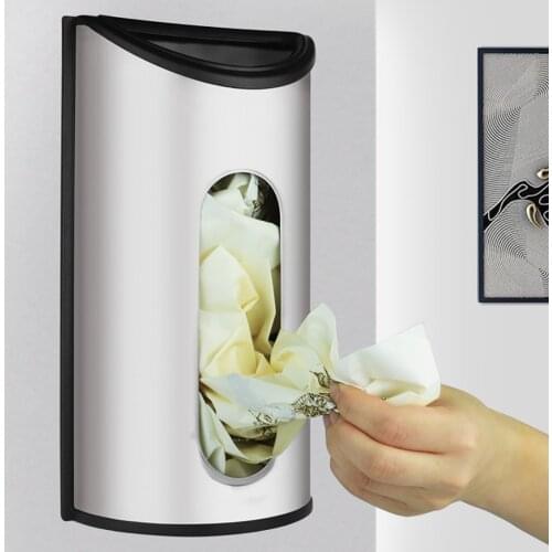 Storage Basket For Plastic Bags Dispenser Household Wall Mount Kitchen Grocery Holder Rubbish Bag Storage Bucket Stainless Steel