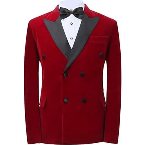 Costume Homme Red Velvet 2 Pieces (Jacket+Trousers) Men Wedding Suits For Men Latest Coat Pant Business Suits Slim Mens Suits