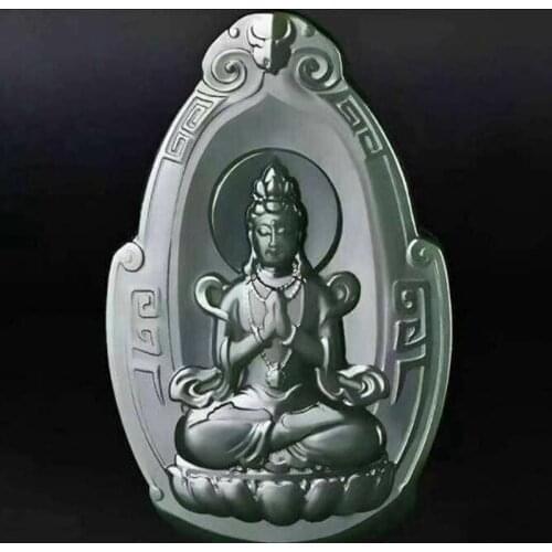Natural Hetian Jade Pendant Goddess of Mercy Necklace for Men Christmas Gift