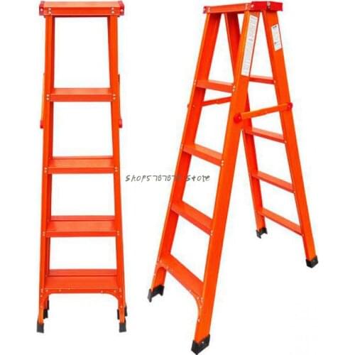 Herringbone ladder household thickened aluminum alloy folding ladder commercial four-step carbon steel double-sided engineering