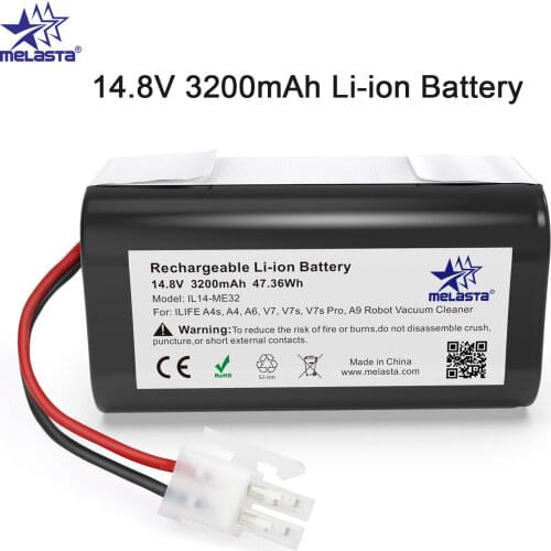 Melasta 14.8V Robot Vacuum Cleaner Rechargeable Li-ion Battery for ILIFE ecovacs A4s, A4, A6, A9, V7, V7s, V7s Pro Robotic Chuwi