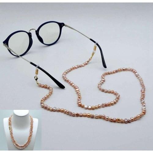 Upgraded glasses chain, dual-purpose glasses chain and necklace, small baroque purple pearls, glasses accessories