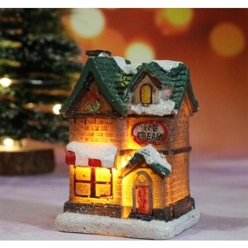 Newest Christmas Party Home Decorations LED Light Wooden House Christmas Tree Hang Pendant Kids Toy New Year 2021 Navidad Noel