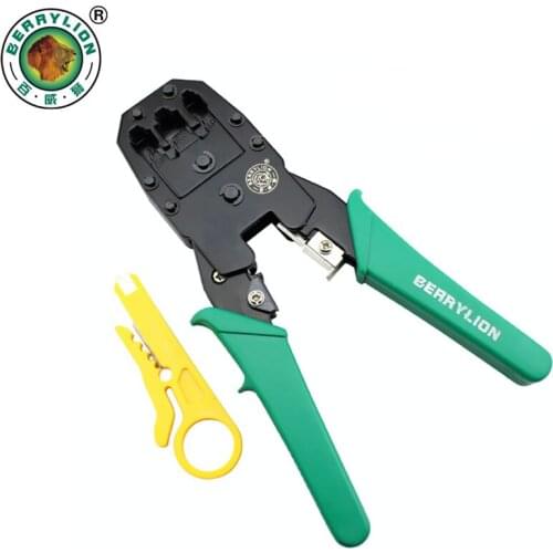 BERRYLION 3-in-1 Network Crimping Pliers RJ45 RJ11 RJ12 Wire Cable Stripper Multi Tool Portable Crimper Network Hand Tools