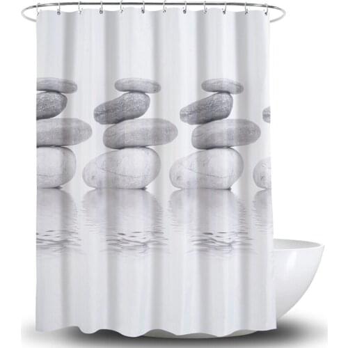 Little Stone Printed Polyester Shower Curtain High Quality Washable Bath Decor Bathroom Curtain Colorful Eco-friendly Curtain