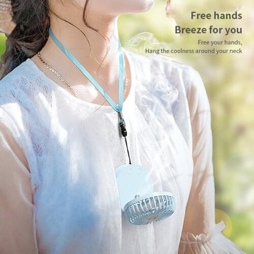Fan Portable Folding Air Cool Fan With Humidifier Purifier Colorful Night lights Handheld USB Rechargeable Fan
