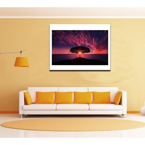 Sunset Tree Beautiful view Poster Canvas Print Painting Wall Art Living Room Home Decoration