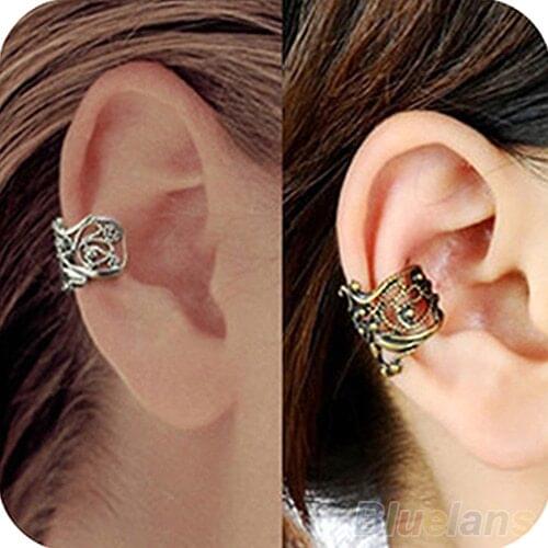 New Fashion Punk Hollow out Engraving Ladie Ear Cuff Clip Earrings 2 Colors Hot Sale 08IG