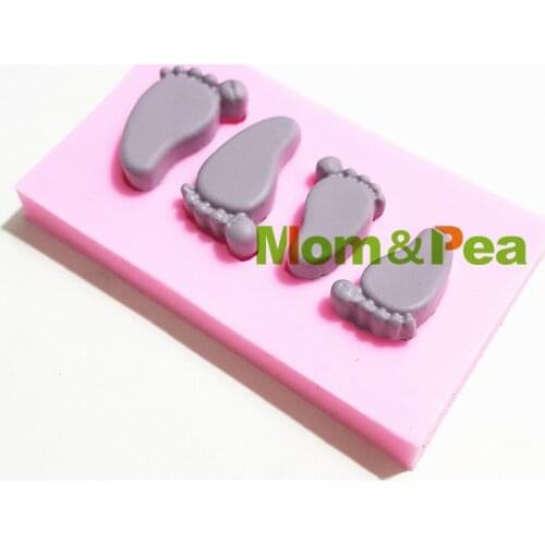 Mom&Pea 1225 Free Shipping Baby Foot Silicone Mold Cake Decoration Fondant Cake 3D Mold Food Grade