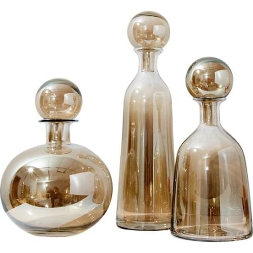 Nordic Light Luxury Champagne Cognac Vase Flower Storage Decanter Tray Interior Decorations