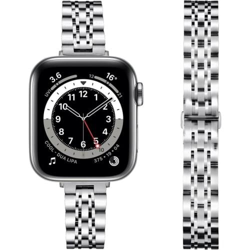 Modern Fit Designed for Women Apple Watch SE Band 38mm 40mm 42mm 44mm Narrow Stainless Steel Strap Bracelet Iwatch 6 5 4 3 2 1