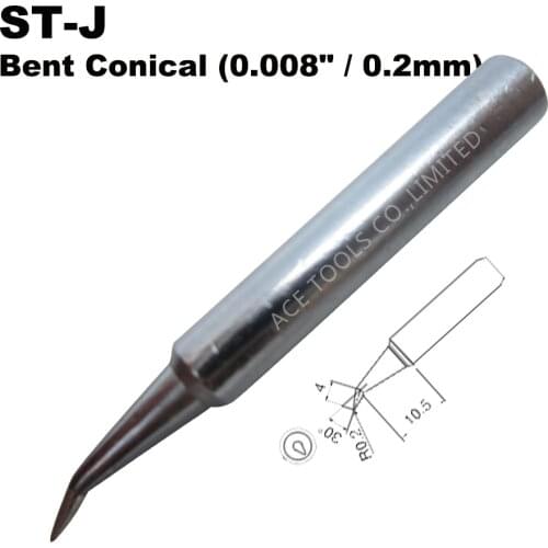 ST-J Soldering Tips Bent Conical 0.2mm Fit WELLER SP40L SP40N SPG40 WP25 WP30 WP35 WLC100 Replace Iron Handle Pencil Welding Bit