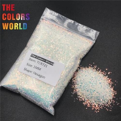 TCR721 Thick White Iridescent Rainbow Hexagon Nails Glitter Nail Art Decoration Face Glitter Eye Shadow Makeup Body Painting DIY