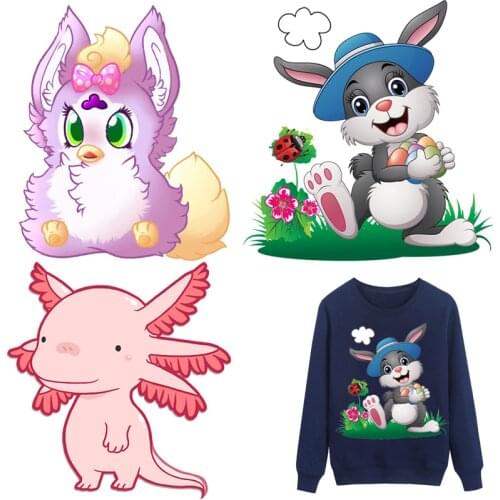 Cartoon Bunny Patches Cute Thermal Stickers on Clothes Iron-on Transfers for Clothing Thermoadhesive Patch Vinyl Diy Applique