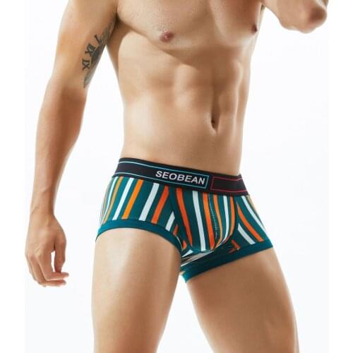 2018 brand SEOBEAN boxers new style mens low waist sexy striped underwear men gay boxer shorts cotton sexy underwear
