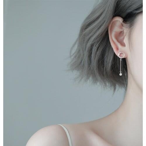 Drop Earrings Zircon Circle For Women Asymmetrical Punk Fashion Vintage Design New Trendy Hot Sale Girl Party Jewelry BOYULIGE