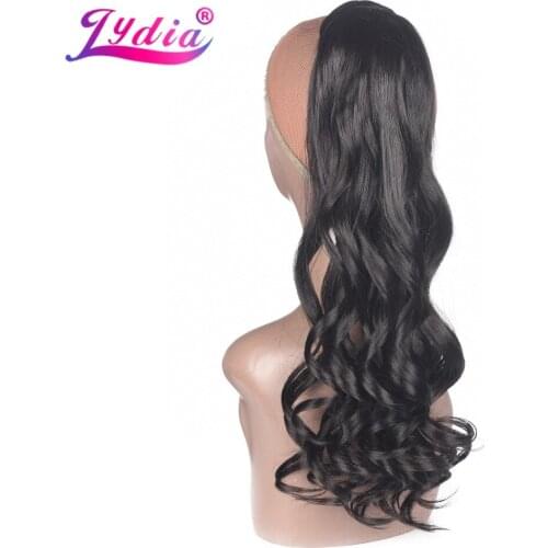 Lydia Long Natural Wave Ponytails Clip In Synthetic Hair Extension wrap round hairpiece for women Heat Resistant