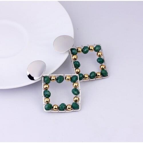 Fashion Crystal beaded Hoop Earrings Cubic gold Unique Statement Boho Hoops Earrings For Women trendy Jewelry Gifts 2020 New