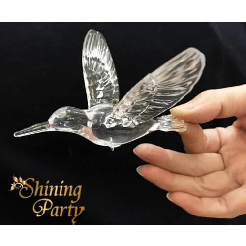 10Pcs/lot, Clear 9*10cm Acrylic Hummingbird Bird, Wedding Home Party Stage Ceiling Christmas Decoration, Light Drop Prism
