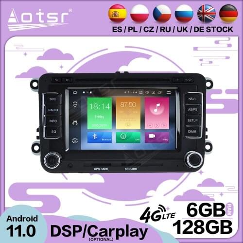 128G Carplay Android For Volkswagen Golf Polo Tiguan Passat b7 b6 leon Skoda Octavia GPS Radio Receiver Audio Stereo Head Unit