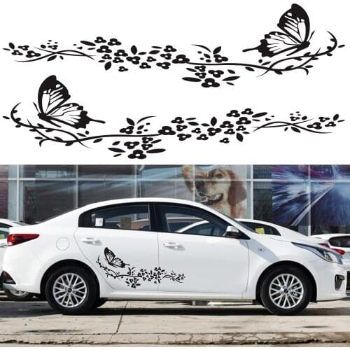2pcs flower and butterfly decoration side door car decal 3-D waterproof and sunscreen GM decorative Vinyl Decal