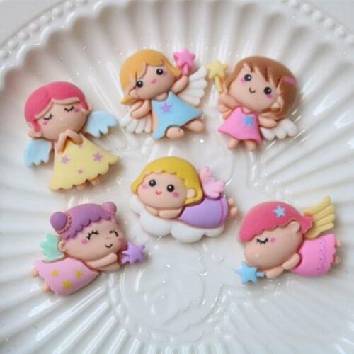 20Pcs Kawaii Cartoon Angel Girl Flat back Resin Cabochon Flatbacks For Hair Bows Accessories DIY Scrapbooking Phone Decoration