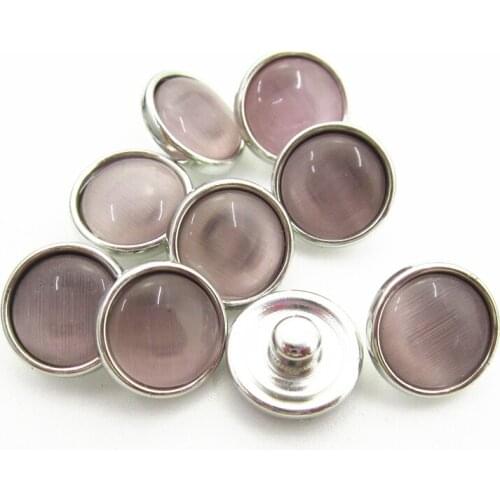 20pcs/lot Light Purple Opal Stone Snap Buttons for 12mm 18mm Snap Bracelet Bangles DIY Snap Pendants Jewelry Ginger Charms