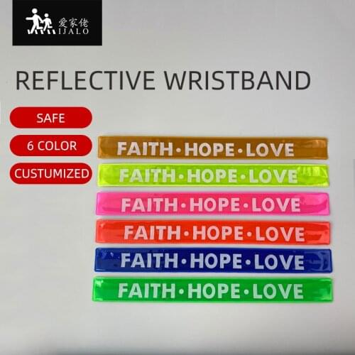 30cm Faith Hope and Love Reflective slap band pvc wristband bracelet for running bicycle riding road safety visibility Leg Strap