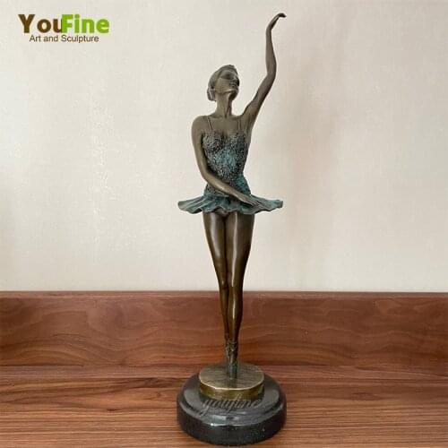 43cm Bronze Ballet Dance Sculpture Western Bronze Ballerina Dancer Statue Girl Dancing Art Crafts For Home Hotel Decor Ornaments