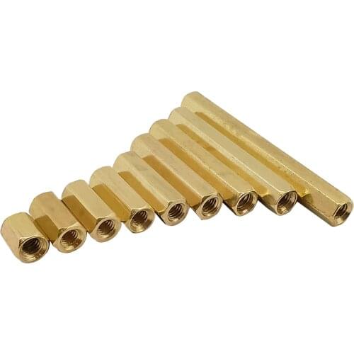 5Pcs Hex Female to Female M3 Brass Pillar Standoff Spacers Screw Hexagonal Hollow Pillars 6mm-40mm